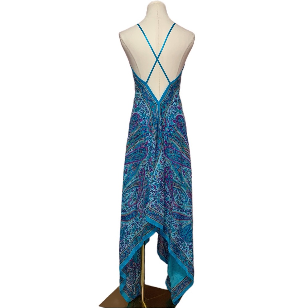 VTG Y2K Blue and Purple Paisley Maxi Dress/Beach Cover-Up S - Picture 4 of 7